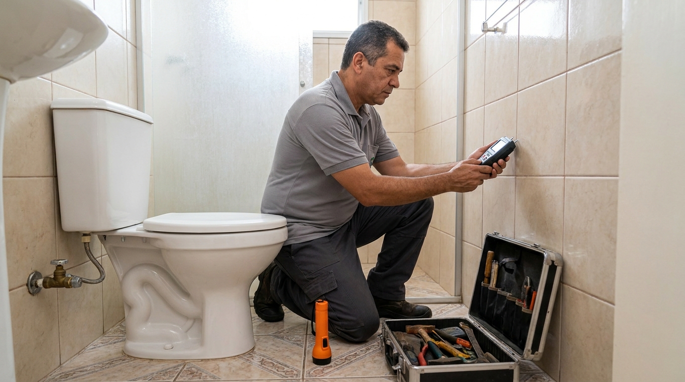 Técnico de caça vazamento com detector em Santo André‑SP